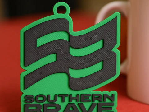 Le badge du porte-clés Hundred Southern Brave est imprimable et rendu en couleur Modèles 3D en vedette
