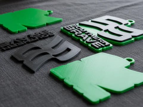 द हंड्रेड साउदर्न ब्रेव किचेन बैज रंग मुद्रण योग्य और प्रस्तुत करने योग्य 3D प्रिंट मॉडल