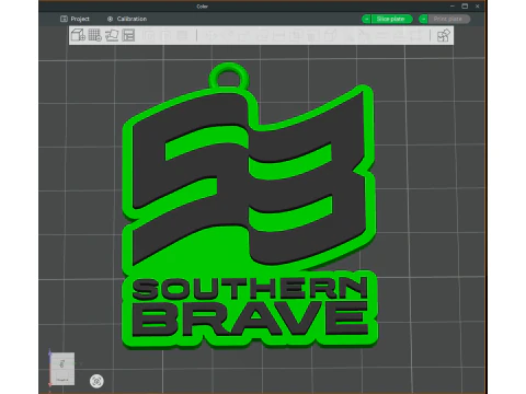 द हंड्रेड साउदर्न ब्रेव किचेन बैज रंग मुद्रण योग्य और प्रस्तुत करने योग्य 3D प्रिंट मॉडल