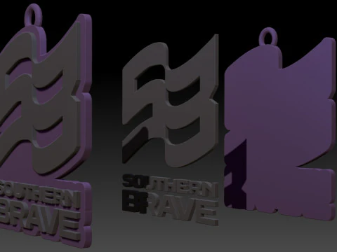 द हंड्रेड साउदर्न ब्रेव किचेन बैज रंग मुद्रण योग्य और प्रस्तुत करने योग्य 3D प्रिंट मॉडल