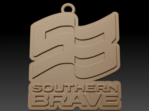 द हंड्रेड साउदर्न ब्रेव किचेन बैज रंग मुद्रण योग्य और प्रस्तुत करने योग्य 3D प्रिंट मॉडल