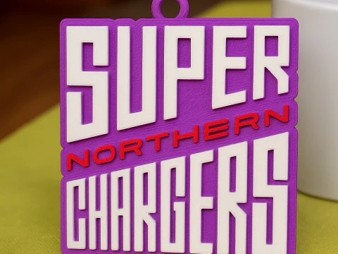 Le badge du porte-clés Hundred Northern Superchargers est imprimable et rendu en couleur Modèles 3D en vedette