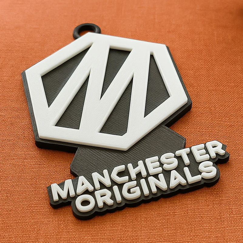 Warna lencana gantungan kunci Hundred Manchester Originals dapat dicetak dan dirender Model Cetak 3D .c4d .max .obj .3ds .fbx .stl .blend 