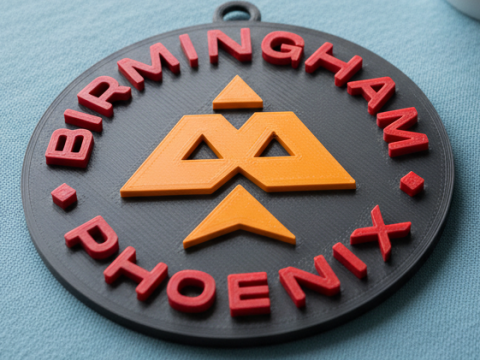 The Hundred Birmingham Phoenix keychain badge color printable and renderable Modèles 3D en vedette