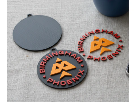 The Hundred Birmingham Phoenix keychain badge color printable and renderable 3D Print Model