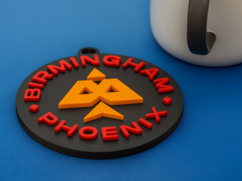 The Hundred Birmingham Phoenix keychain badge color printable and renderable 3D Druckmodell