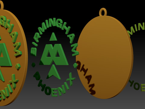 The Hundred Birmingham Phoenix keychain badge color printable and renderable 3D Druckmodell