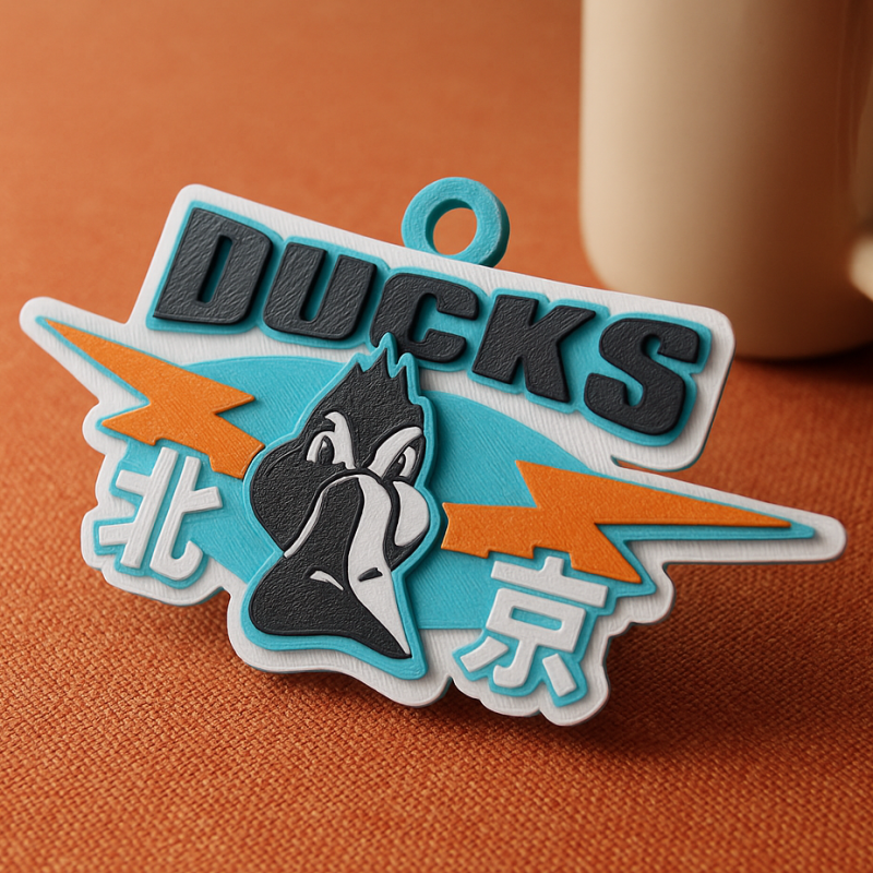 CBA Beijing Ducks sleutelhangerbadge in kleur afdrukbaar en renderbaar 3D printmodel .c4d .max .obj .3ds .fbx .stl .blend