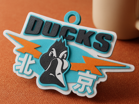 CBA Beijing Ducks keychain badge color printable and renderable Modello di stampa 3D