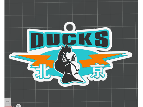 CBA Beijing Ducks sleutelhangerbadge in kleur afdrukbaar en renderbaar 3D printmodel