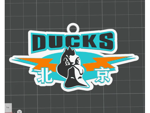 CBA Beijing Ducks keychain badge color printable and renderable 3D Print Model
