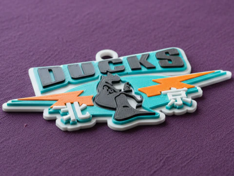 CBA Beijing Ducks keychain badge color printable and renderable 3D Print Model