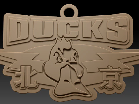 CBA Beijing Ducks keychain badge color printable and renderable 3D Print Model