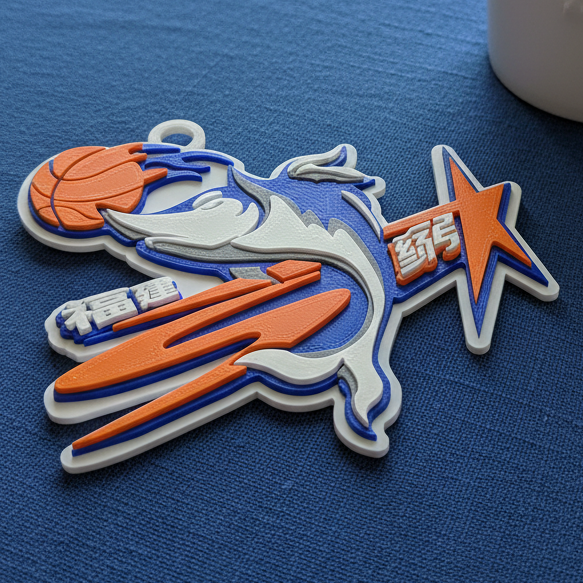 CBA Beijing Royal Fighters keychain badge color printable and renderable 3D Print Model .c4d .max .obj .3ds .fbx .stl .blend