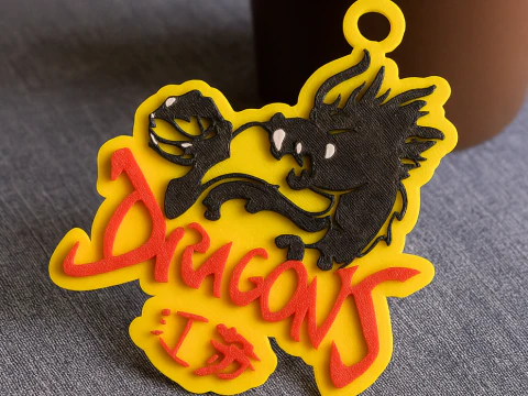 CBA 江苏龙队钥匙扣徽章彩色可打印和渲染 3D 打印模型