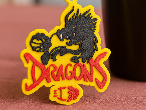 CBA Jiangsu Dragons porte-clés badge couleur imprimable et rendu Modèles 3D en vedette