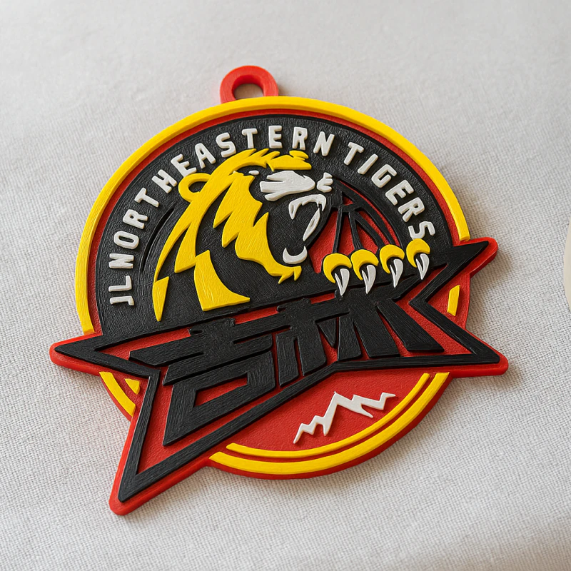 Distintivo portachiavi CBA Jilin Northeast Tigers a colori stampabile e renderizzabile Modello di stampa 3D .c4d .max .obj .3ds .fbx .stl .blend 
