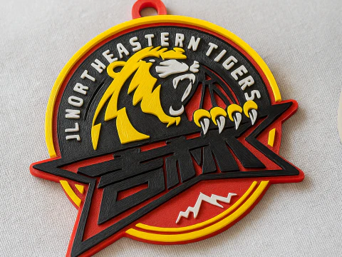 सीबीए जिलिन नॉर्थईस्ट टाइगर्स कीचेन बैज रंग मुद्रण योग्य और प्रस्तुत करने योग्य 3D प्रिंट मॉडल