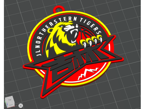 CBA Jilin Northeast Tigers keychain badge color printable and renderable 3D Print Model