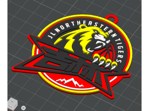 CBA Jilin Northeast Tigers keychain badge color printable and renderable 3D Print Model