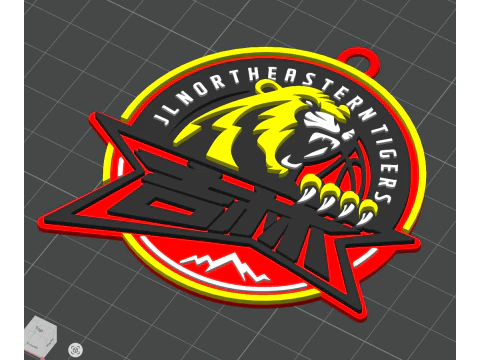 Distintivo portachiavi CBA Jilin Northeast Tigers a colori stampabile e renderizzabile Modello di stampa 3D