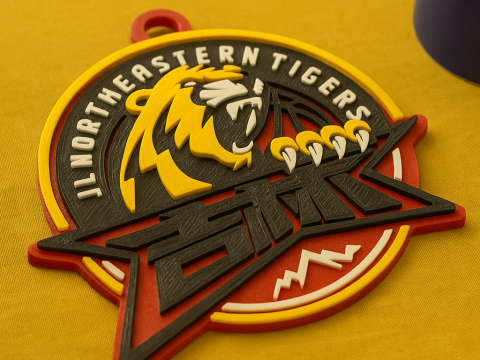 CBA Jilin Northeast Tigers keychain badge color printable and renderable 3D Print Model