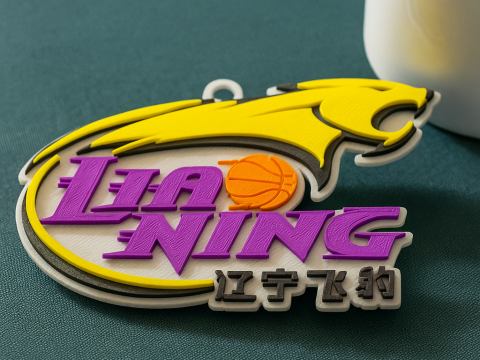 CBA Liaoning Flying Leopards chaveiro crachá colorido para impressão e renderização Modelo de Impressão 3D