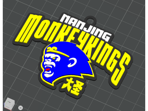 CBA Nanjing Monkey Kings sleutelhangerbadge in kleur afdrukbaar en renderbaar 3D printmodel