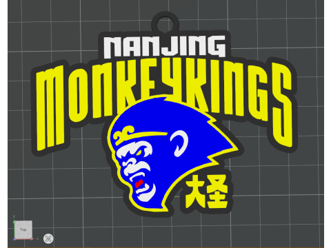 CBA Nanjing Monkey Kings sleutelhangerbadge in kleur afdrukbaar en renderbaar 3D printmodel