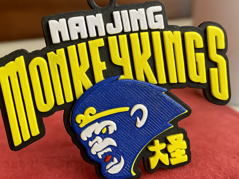 CBA Nanjing Monkey Kings sleutelhangerbadge in kleur afdrukbaar en renderbaar 3D printmodel