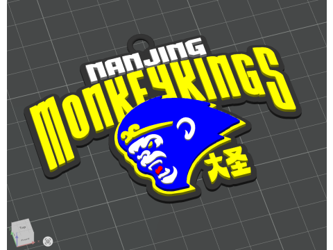 CBA Nanjing Monkey Kings sleutelhangerbadge in kleur afdrukbaar en renderbaar 3D printmodel