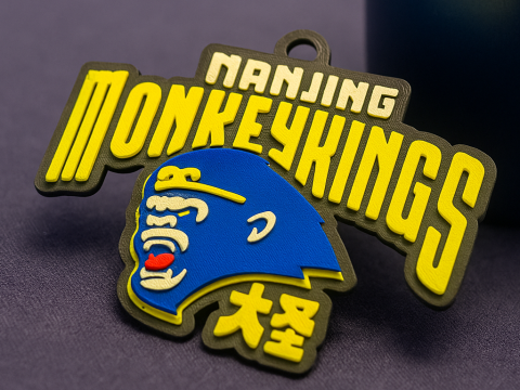 CBA Nanjing Monkey Kings sleutelhangerbadge in kleur afdrukbaar en renderbaar 3D printmodel