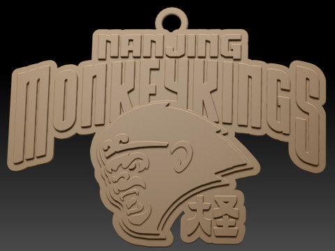 CBA Nanjing Monkey Kings sleutelhangerbadge in kleur afdrukbaar en renderbaar 3D printmodel