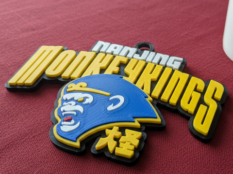 CBA Nanjing Monkey Kings sleutelhangerbadge in kleur afdrukbaar en renderbaar 3D printmodel
