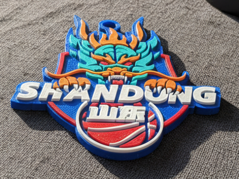CBA Shandong Hi-Speed Kirin chaveiro crachá colorido para impressão e renderização Modelo de Impressão 3D
