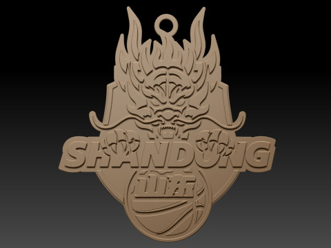 Insignia de llavero CBA Shandong Hi-Speed Kirin imprimible y renderizable en color Modelo de impresión 3D