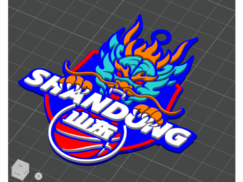 Insignia de llavero CBA Shandong Hi-Speed Kirin imprimible y renderizable en color Modelo de impresión 3D