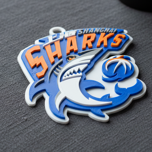 Цвет значка на брелке CBA Shanghai Sharks с возможностью печати и визуализации 3D Принт Модель .c4d .max .obj .3ds .fbx .stl .blend 
