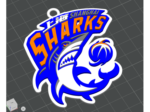 Цвет значка на брелке CBA Shanghai Sharks с возможностью печати и визуализации 3D Принт Модель