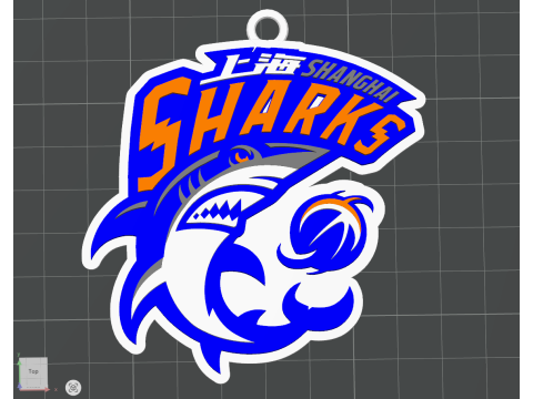 Цвет значка на брелке CBA Shanghai Sharks с возможностью печати и визуализации 3D Принт Модель