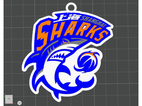 सीबीए शंघाई शार्क्स किचेन बैज रंग मुद्रण योग्य और प्रस्तुत करने योग्य 3D प्रिंट मॉडल