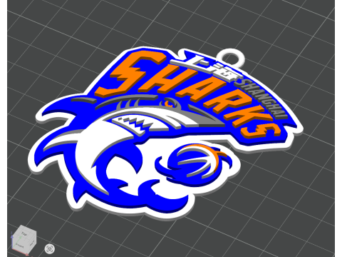 Цвет значка на брелке CBA Shanghai Sharks с возможностью печати и визуализации 3D Принт Модель
