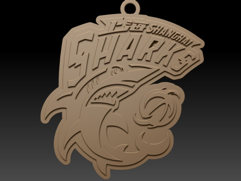Цвет значка на брелке CBA Shanghai Sharks с возможностью печати и визуализации 3D Принт Модель