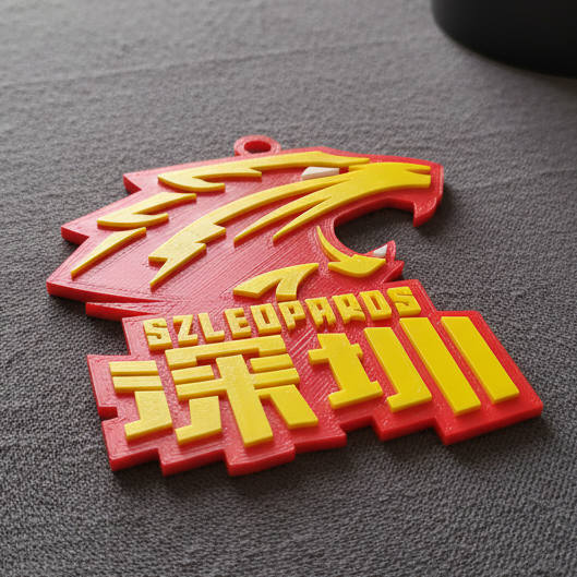 Couleur du badge porte-clés CBA Shenzhen Leopards imprimable et rendu Modèles 3D en vedette .c4d .max .obj .3ds .fbx .stl .blend