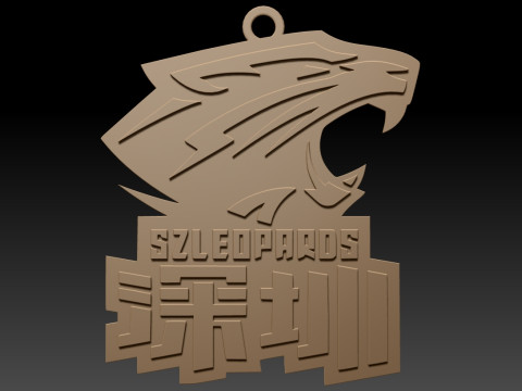 Couleur du badge porte-clés CBA Shenzhen Leopards imprimable et rendu Modèles 3D en vedette