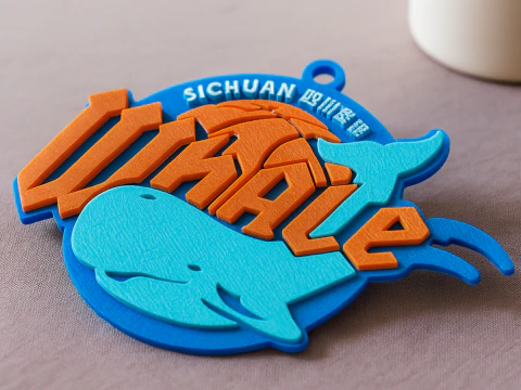 सीबीए सिचुआन ब्लू व्हेल्स कीचेन बैज रंग मुद्रण योग्य और प्रस्तुत करने योग्य 3D प्रिंट मॉडल