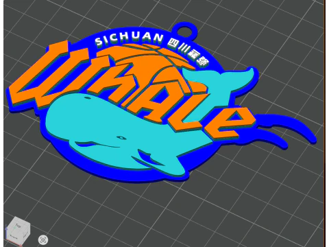 Цвет значка CBA Sichuan Blue Whales на брелке для печати и визуализации 3D Принт Модель