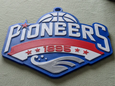 Badge porte-cl&eacute;s CBA Tianjin Pioneers couleur imprimable et rendu Modèles 3D en vedette