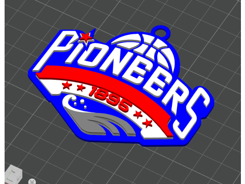 CBA Tianjin Pioneers chaveiro em cores para impressão e renderização Modelo de Impressão 3D
