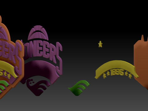 CBA Tianjin Pioneers chaveiro em cores para impressão e renderização Modelo de Impressão 3D